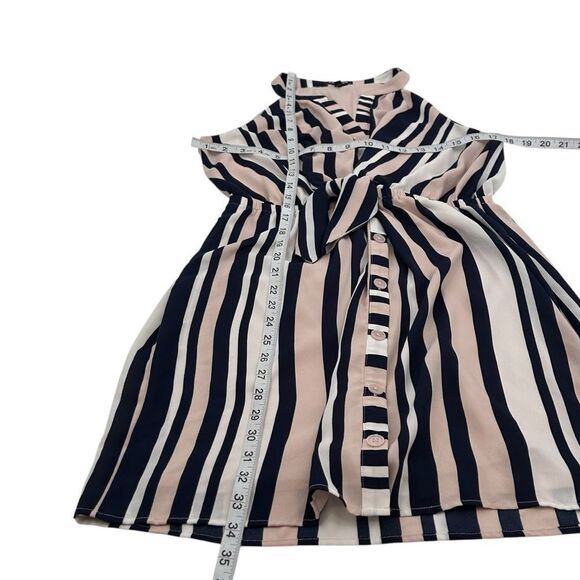 Express pink white and navy stripe dress with tie waist size medium - Picture 4 of 6